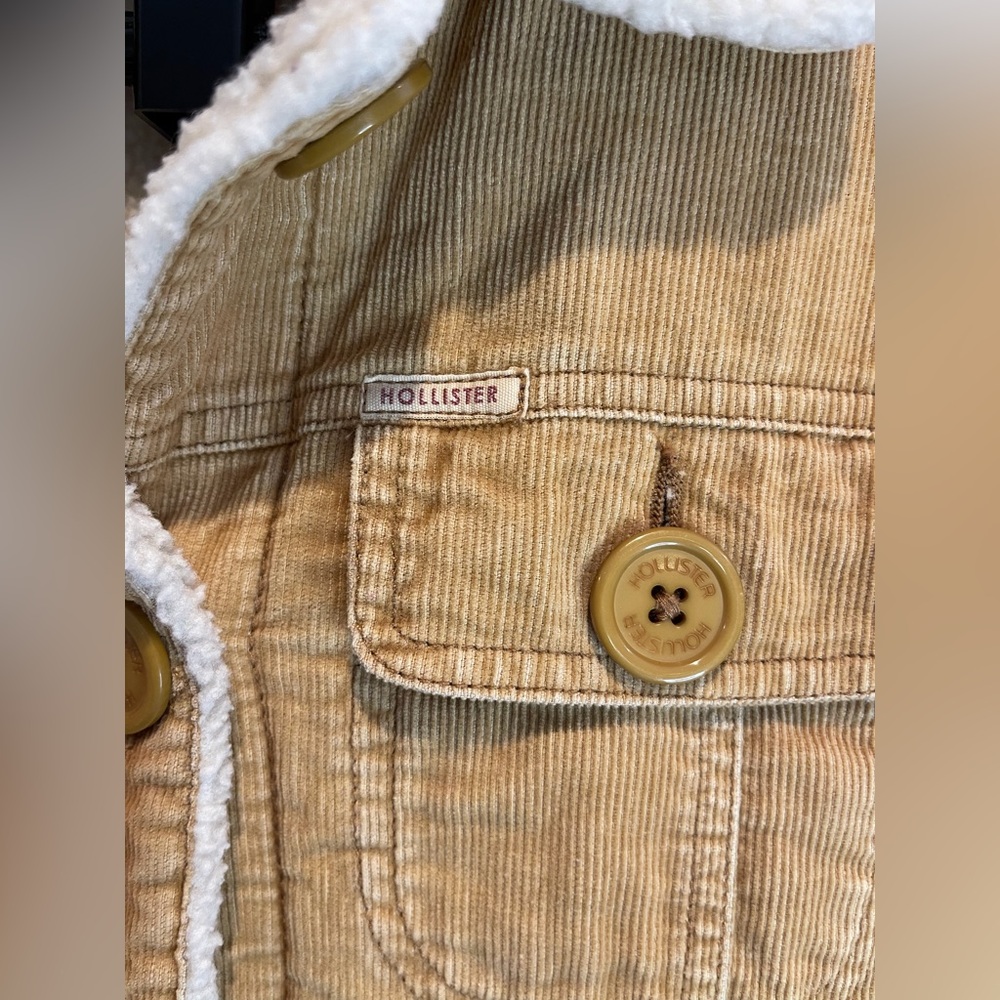 Vintage Hollister Corduroy Jacket W/Fleece Lining, Waist Length, Tan, Medium - Picture 5 of 8